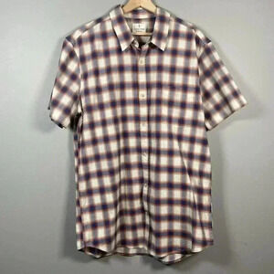 Mutual Weave Mens Shirt Size XLT Blue White Red Plaid Short Sleeve Button Up New